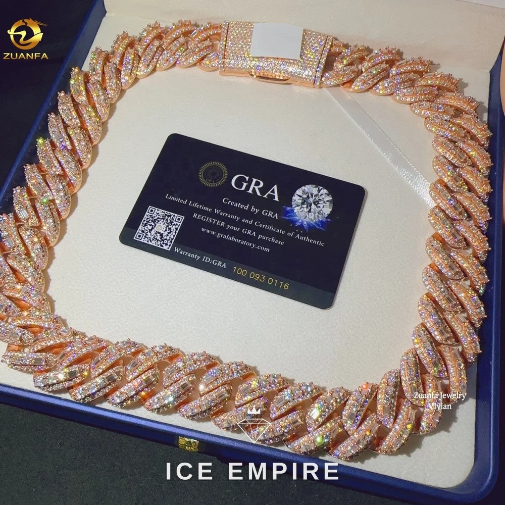 Iced Out Rose Gold Plated Moissanite Cuban Chain