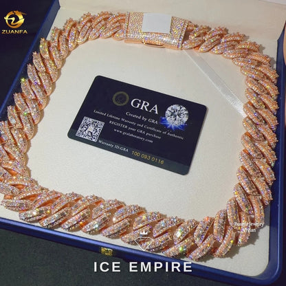 Iced Out Rose Gold Plated Moissanite Cuban Chain