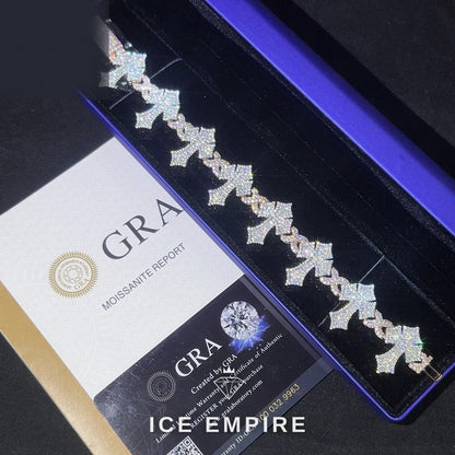 Iced Out Cross 925 Silver Moissanite Cuban Chain