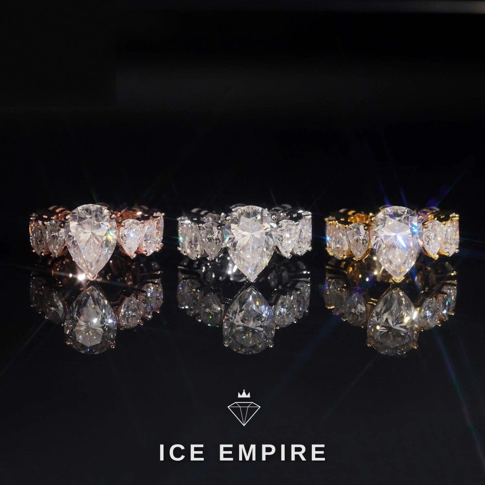 Iced Out Rose Gold Plated Moissanite Engagement Ring