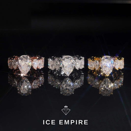 Iced Out Rose Gold Plated Moissanite Engagement Ring