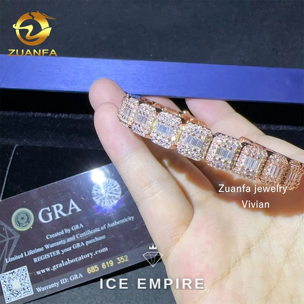 Iced Out 925 Silver Moissanite Cuban Chain