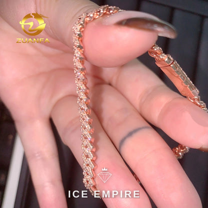 Iced Out Rose Gold Plated Moissanite Cuban Chain