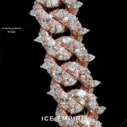 Iced Out Rose Gold Plated Moissanite Cuban Chain