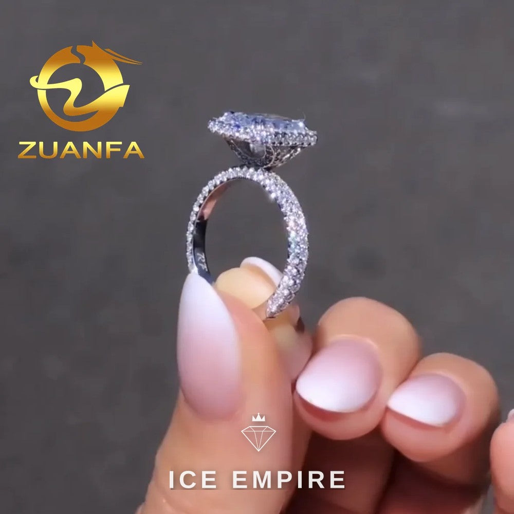 Iced Out 10K Gold Moissanite Engagement Ring