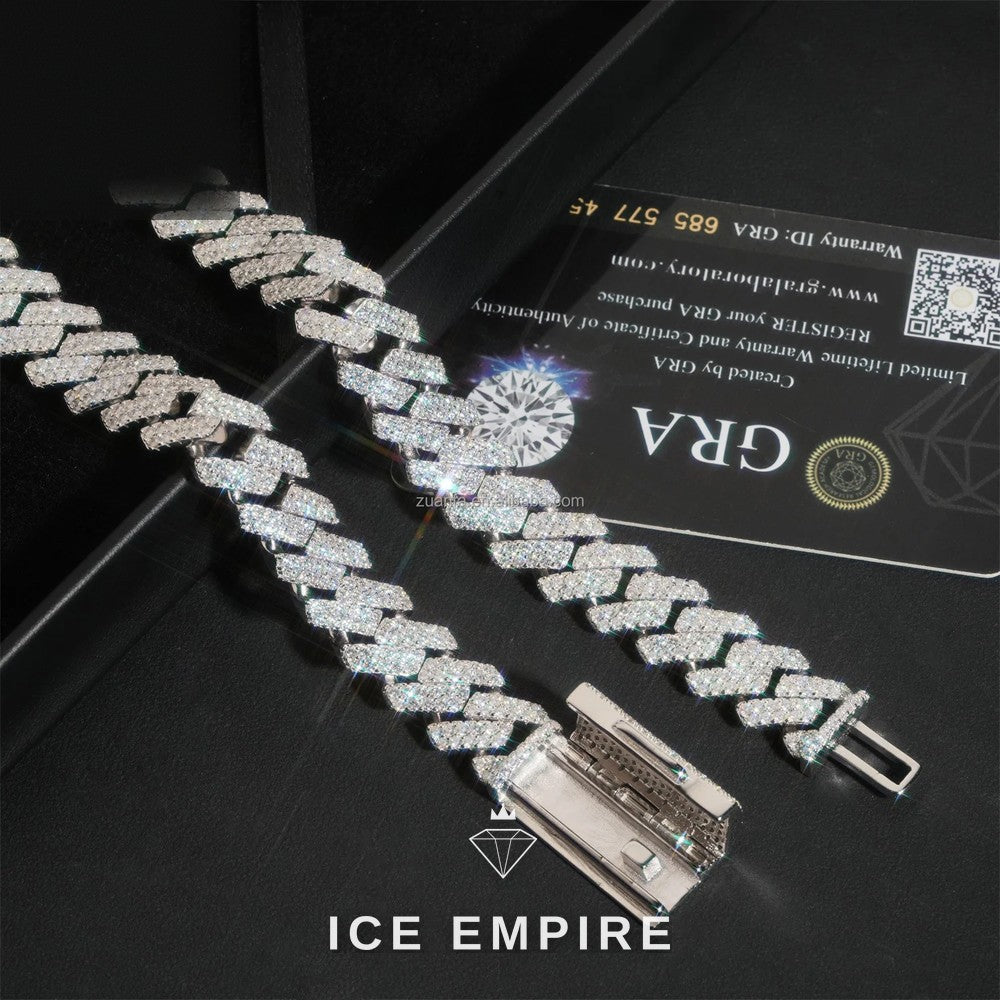 Iced Out 925 Silver Moissanite Cuban Chain