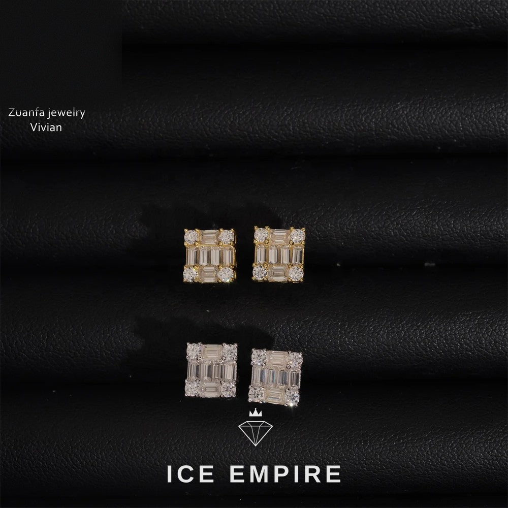 Iced Out Rose Gold Plated Moissanite Earrings