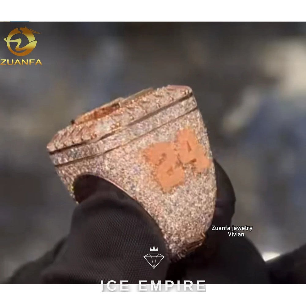 Iced Out Rose Gold Plated Moissanite Ring