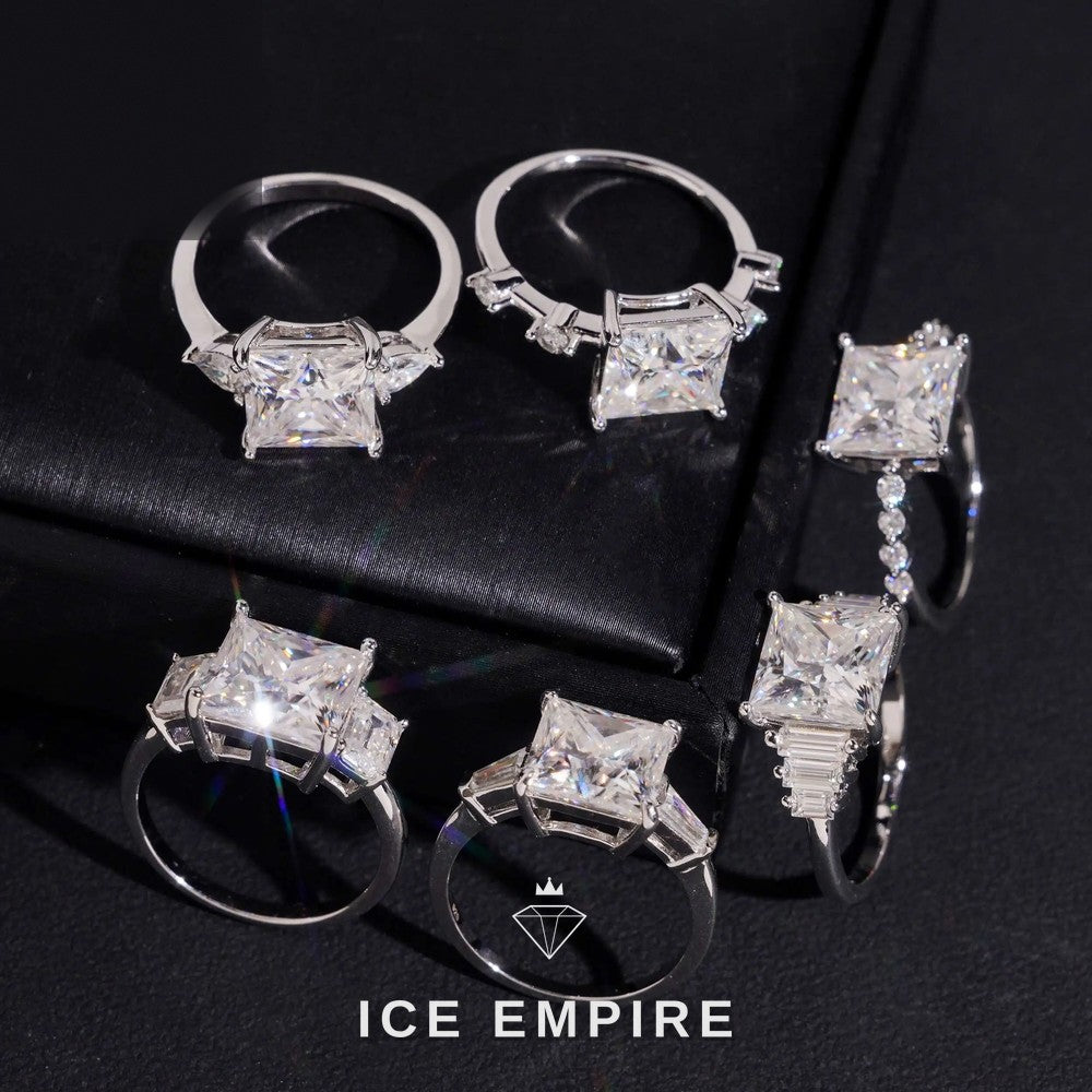 Iced Out Rose Gold Plated Moissanite Engagement Ring