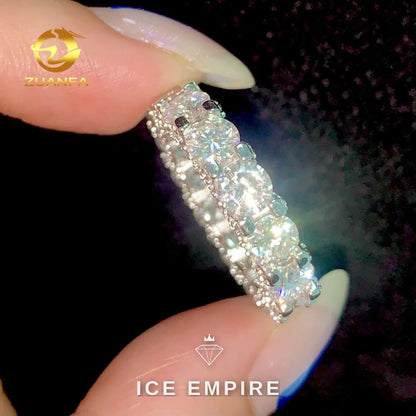 Iced Out 925 Silver Moissanite Engagement Ring