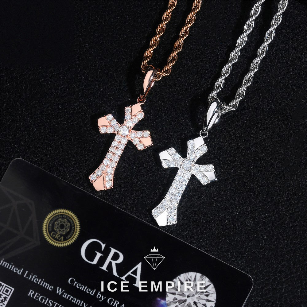 Iced Out Cross 925 Silver Pendant