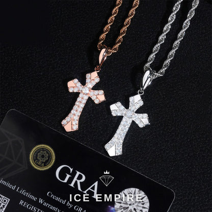Iced Out Cross 925 Silver Pendant