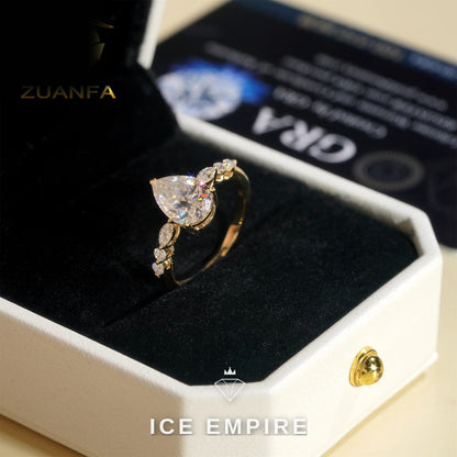 Iced Out Cluster 10K Gold Moissanite Engagement Ring