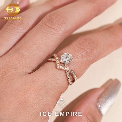 Iced Out 14K Gold Moissanite Wedding Band