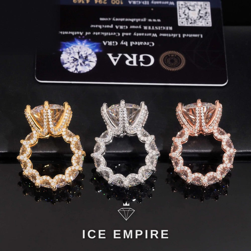 Iced Out Gold Plated Moissanite Engagement Ring