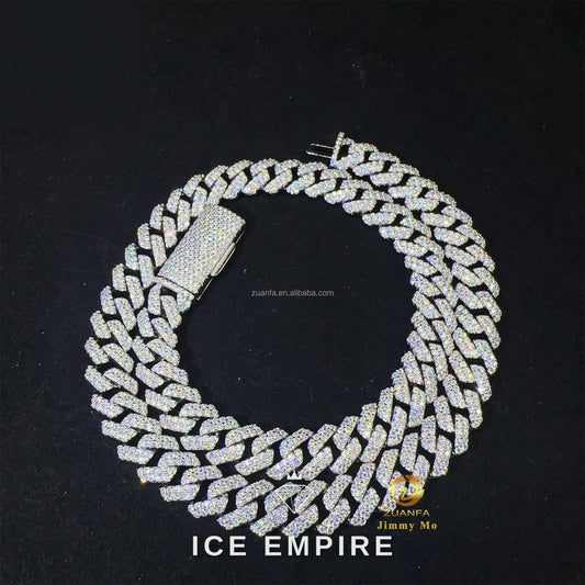 Iced Out 925 Silver Moissanite Cuban Chain