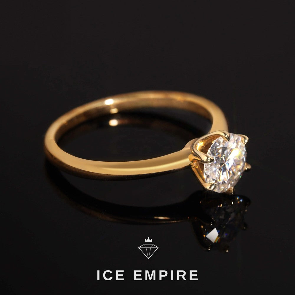 Iced Out 14K Gold Moissanite Wedding Band