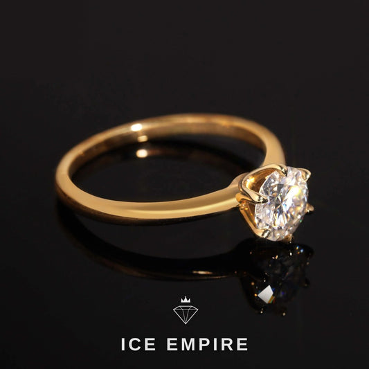 Iced Out 14K Gold Moissanite Wedding Band