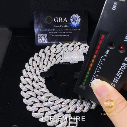 Iced Out 925 Silver Moissanite Cuban Chain
