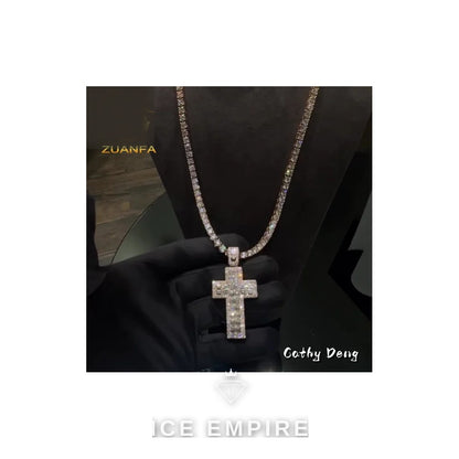 Iced Out Baguette Rose Gold Plated Moissanite Pendant
