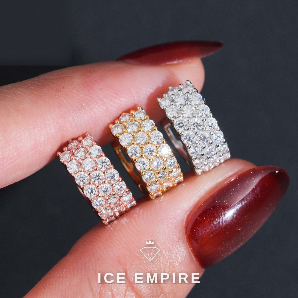 Iced Out 925 Silver Moissanite Hoop Earrings