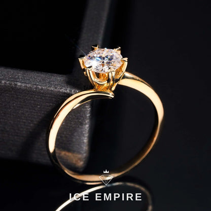 Iced Out Rose Gold Plated Moissanite Engagement Ring
