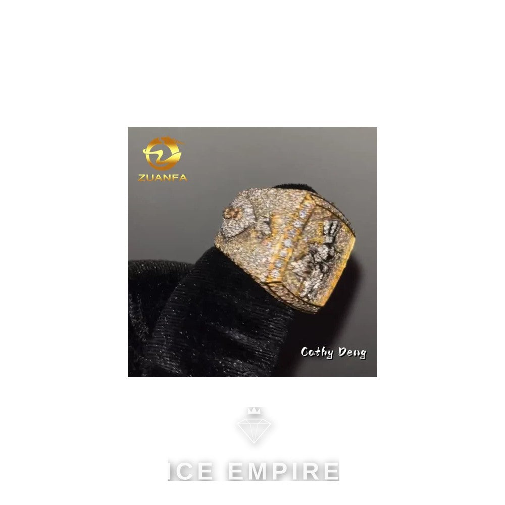 Iced Out Gold Plated Moissanite Ring