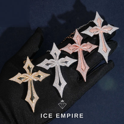 Iced Out Cross 925 Silver Moissanite Pendant