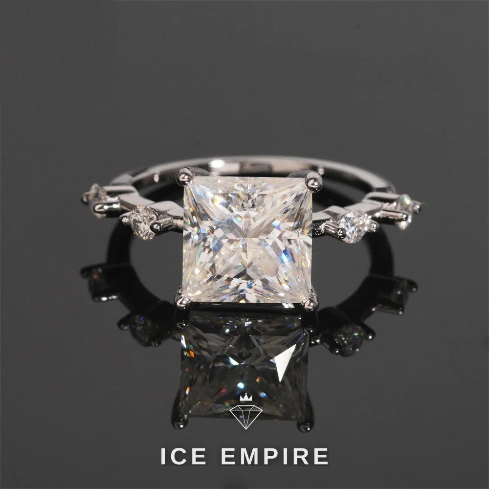 Iced Out 925 Silver Moissanite Engagement Ring