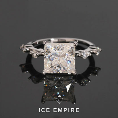 Iced Out 925 Silver Moissanite Engagement Ring