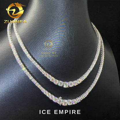 Iced Out Cluster 925 Silver Moissanite Cuban Chain