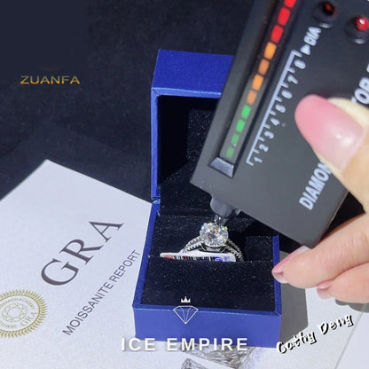 Iced Out 925 Silver Moissanite Engagement Ring