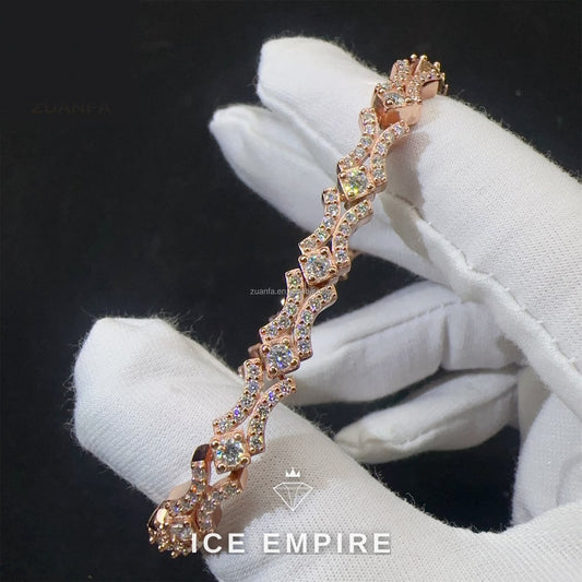 Iced Out Cluster Rose Gold Moissanite Tennis Chain