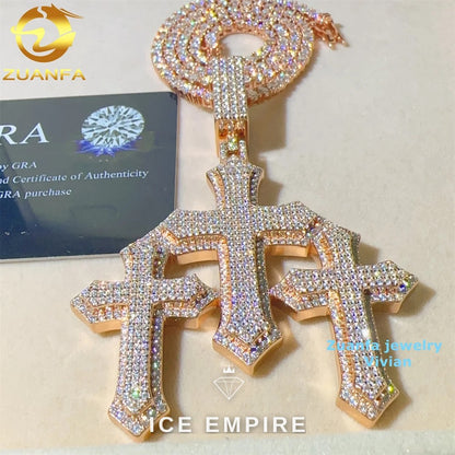 Iced Out Cross 925 Silver Pendant