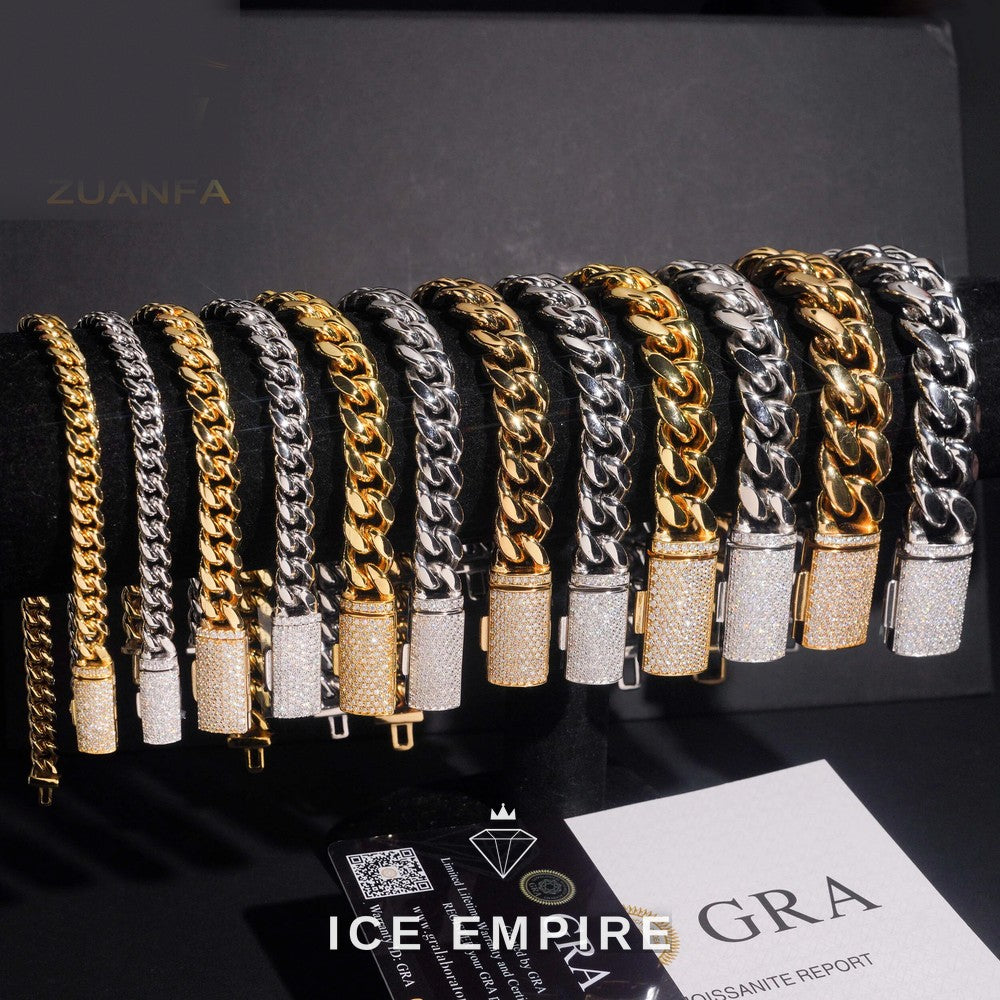 Iced Out Gold Plated Moissanite Cuban Chain