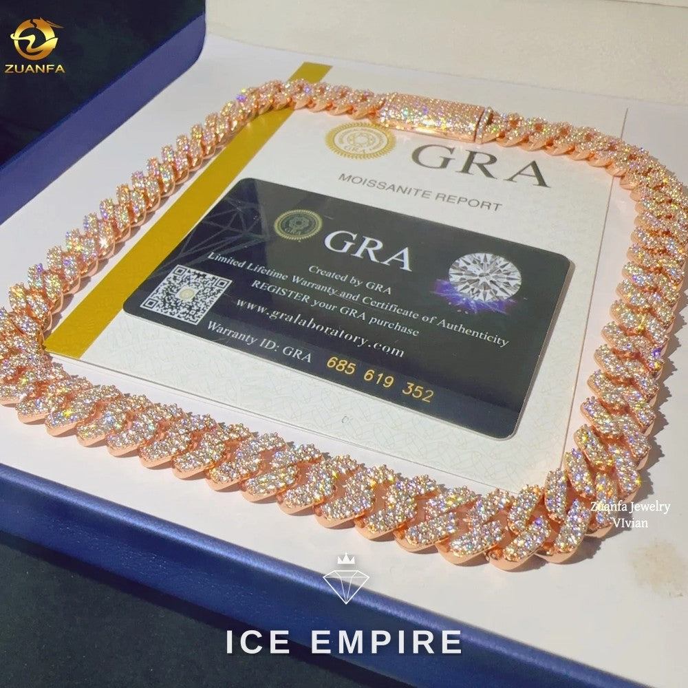 Iced Out Rose Gold Plated Moissanite Cuban Chain