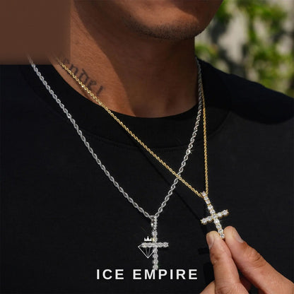 Iced Out Cross 925 Silver Moissanite Pendant