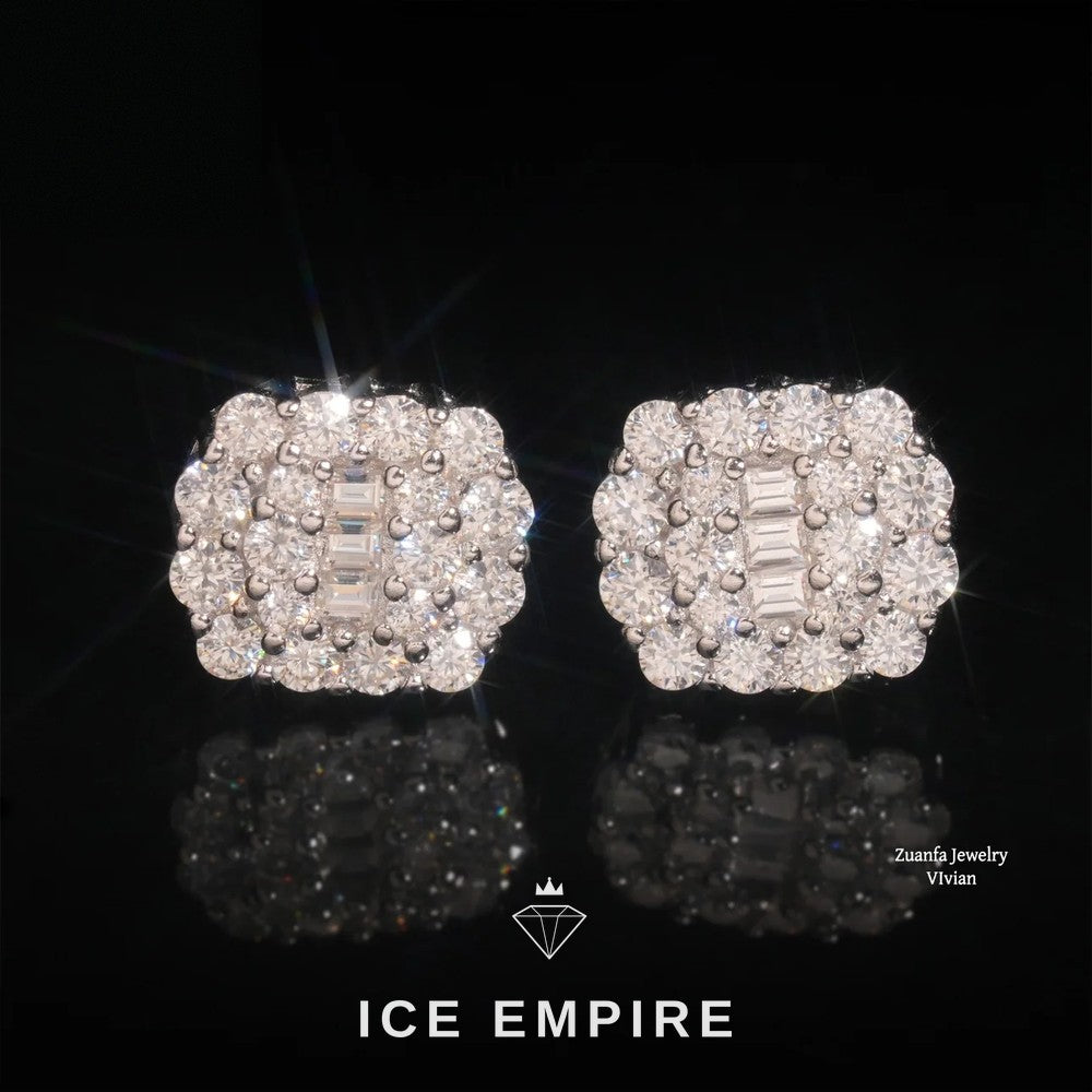 Iced Out 925 Silver Moissanite Earrings