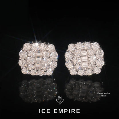 Iced Out 925 Silver Moissanite Earrings
