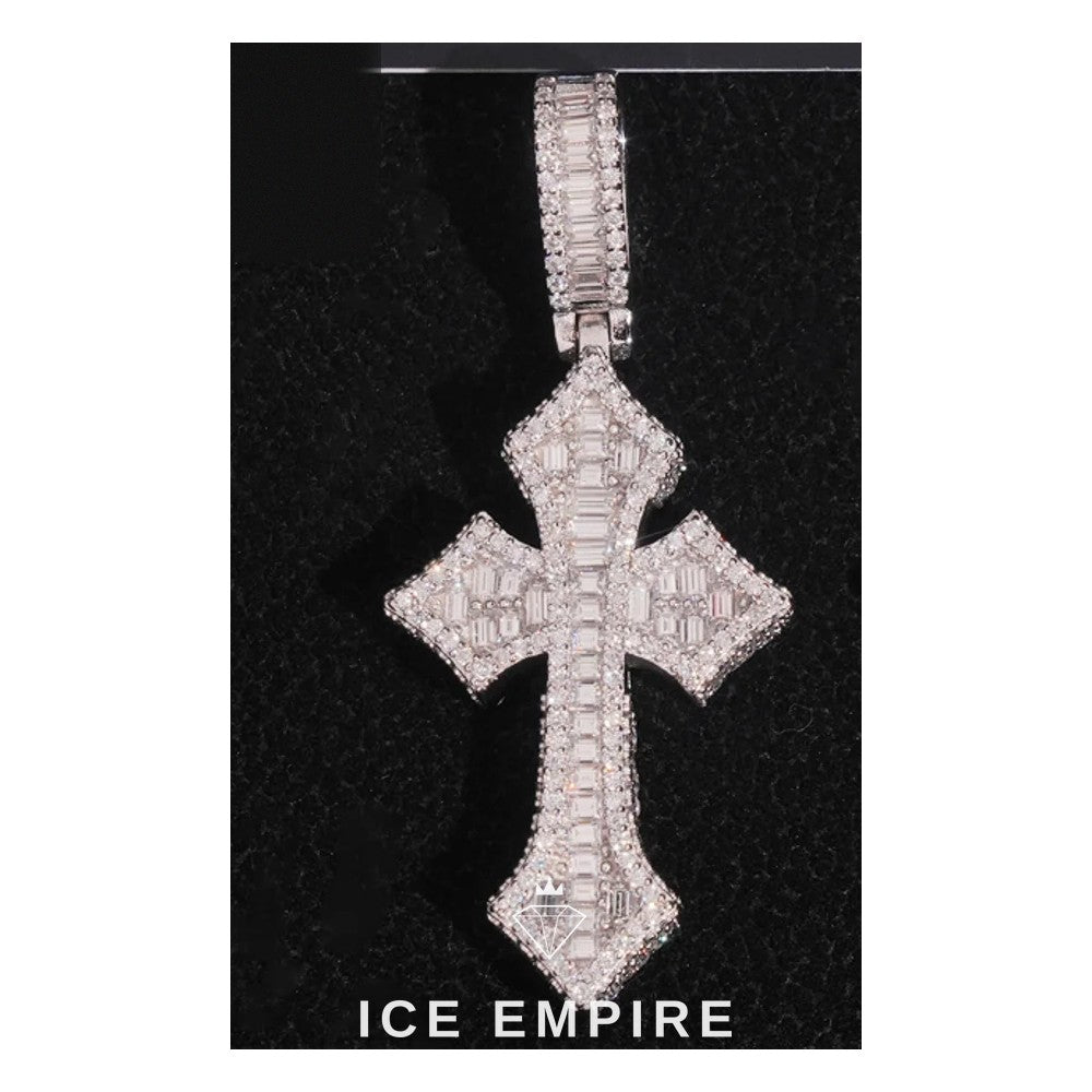 Iced Out Cross 925 Silver Moissanite Pendant