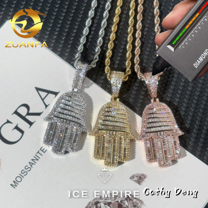 Iced Out Baguette Rose Gold Plated Moissanite Pendant