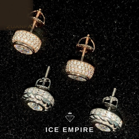 Iced Out Gold Plated Moissanite Stud Earrings