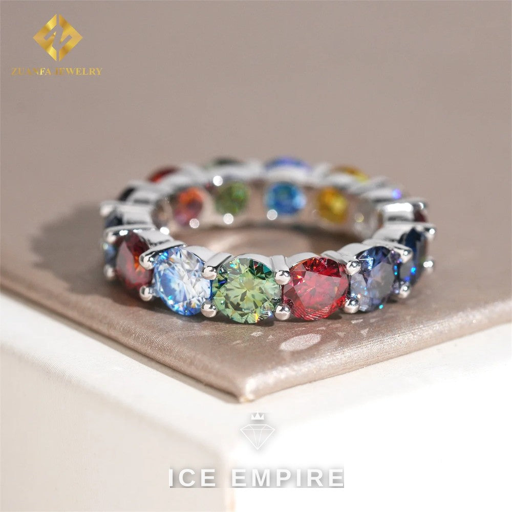 Iced Out 925 Silver Moissanite Wedding Band