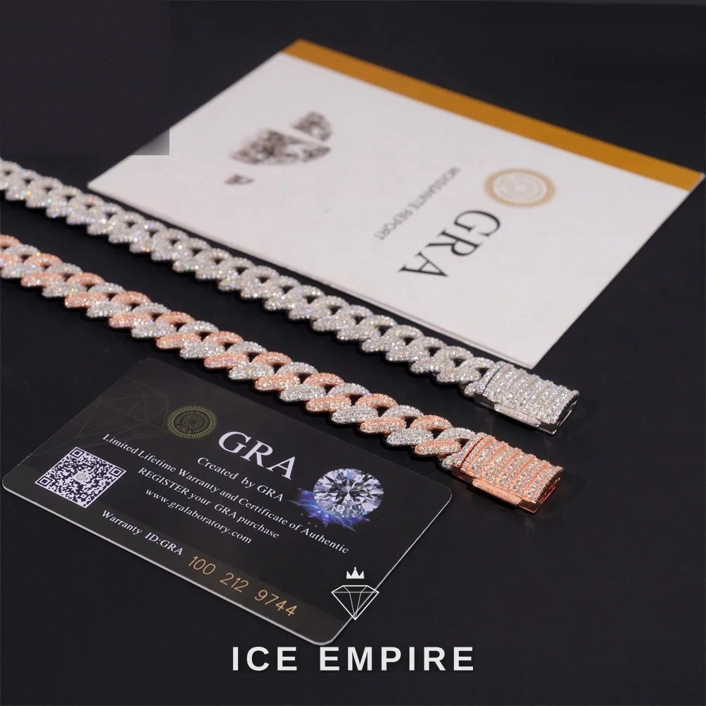 Iced Out Rose Gold Plated Moissanite Cuban Chain