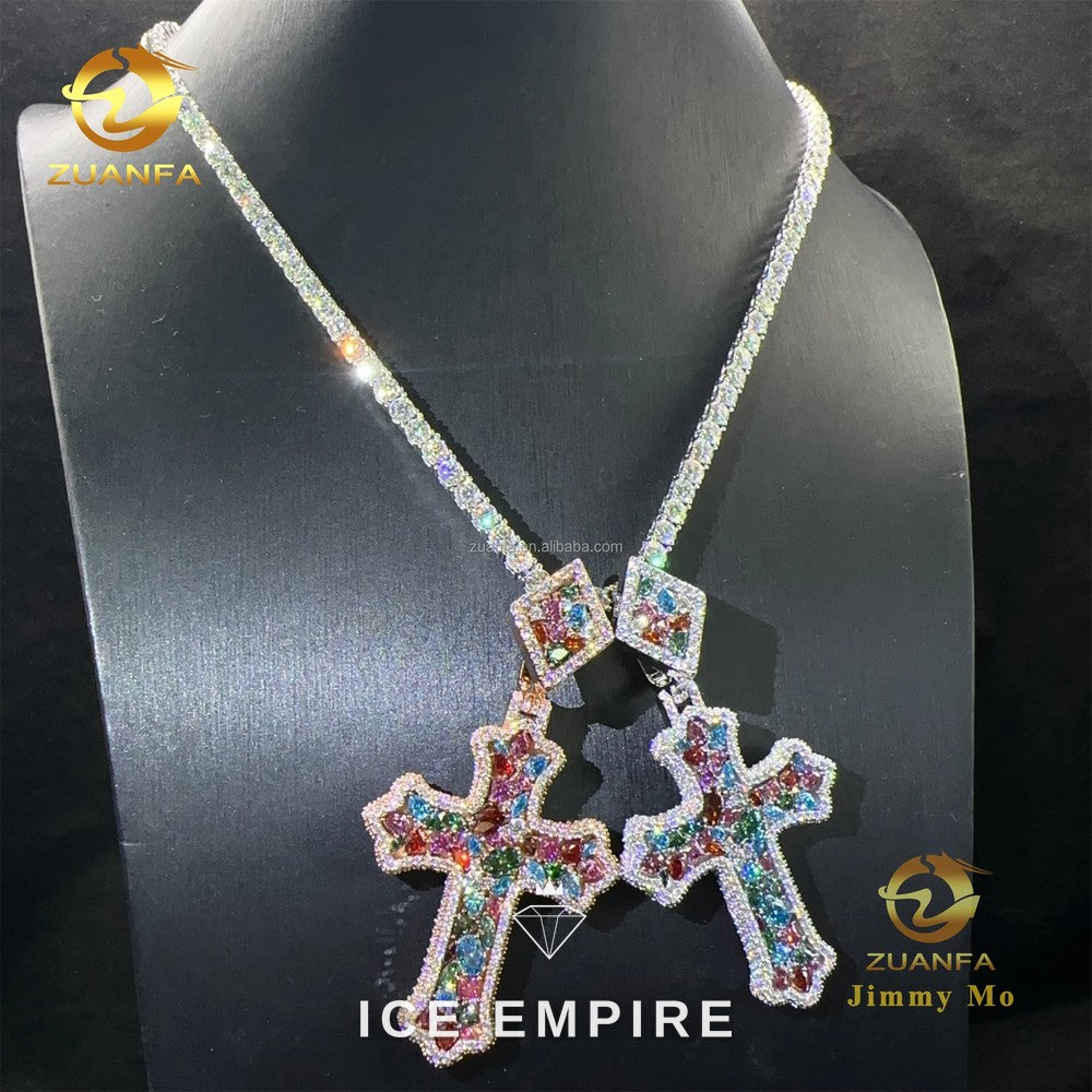 Iced Out Cross 925 Silver Pendant