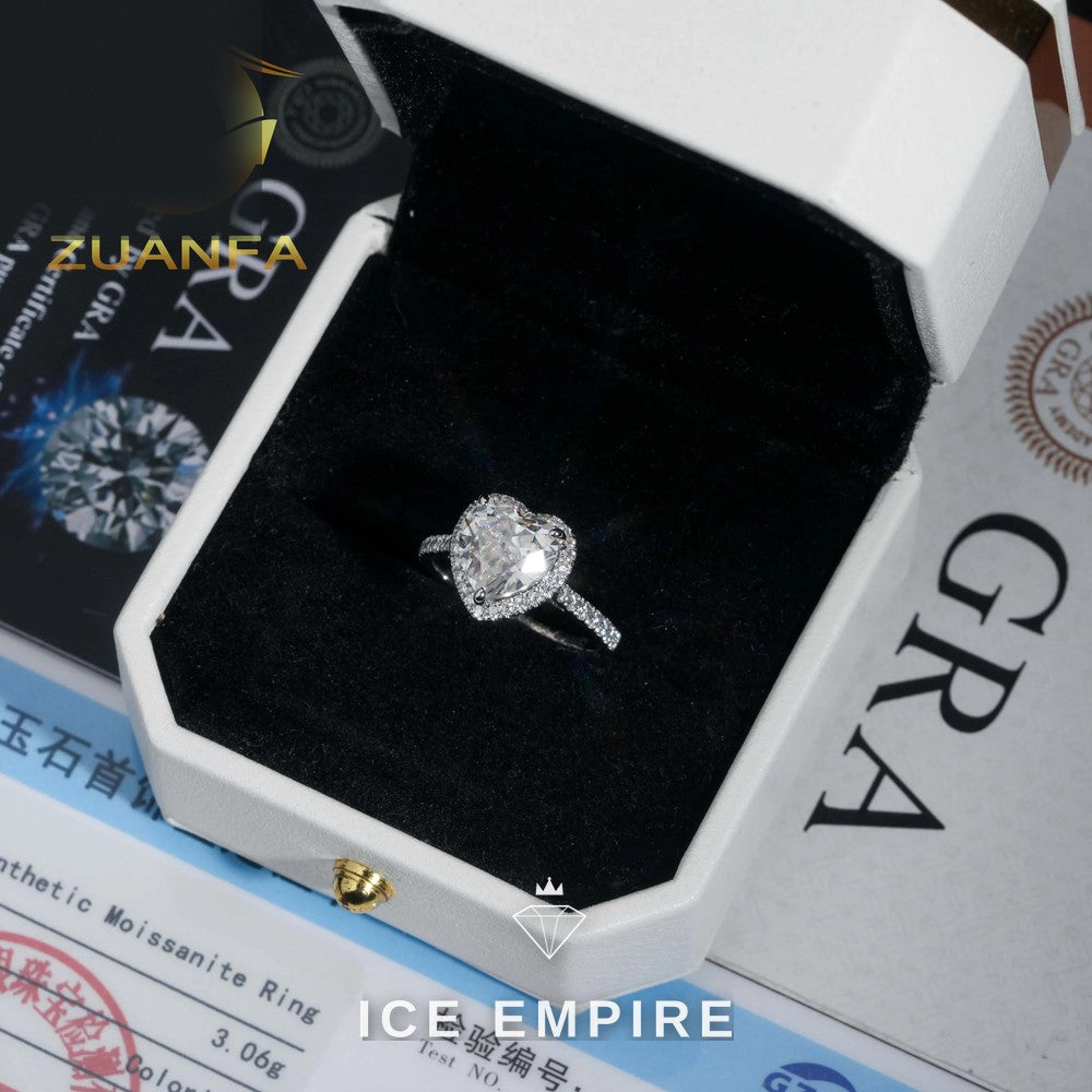 Iced Out Heart 14K Gold Moissanite Engagement Ring