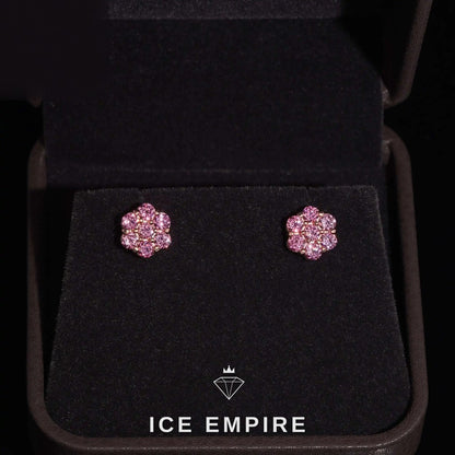 Iced Out Cluster Gold Plated Moissanite Stud Earrings