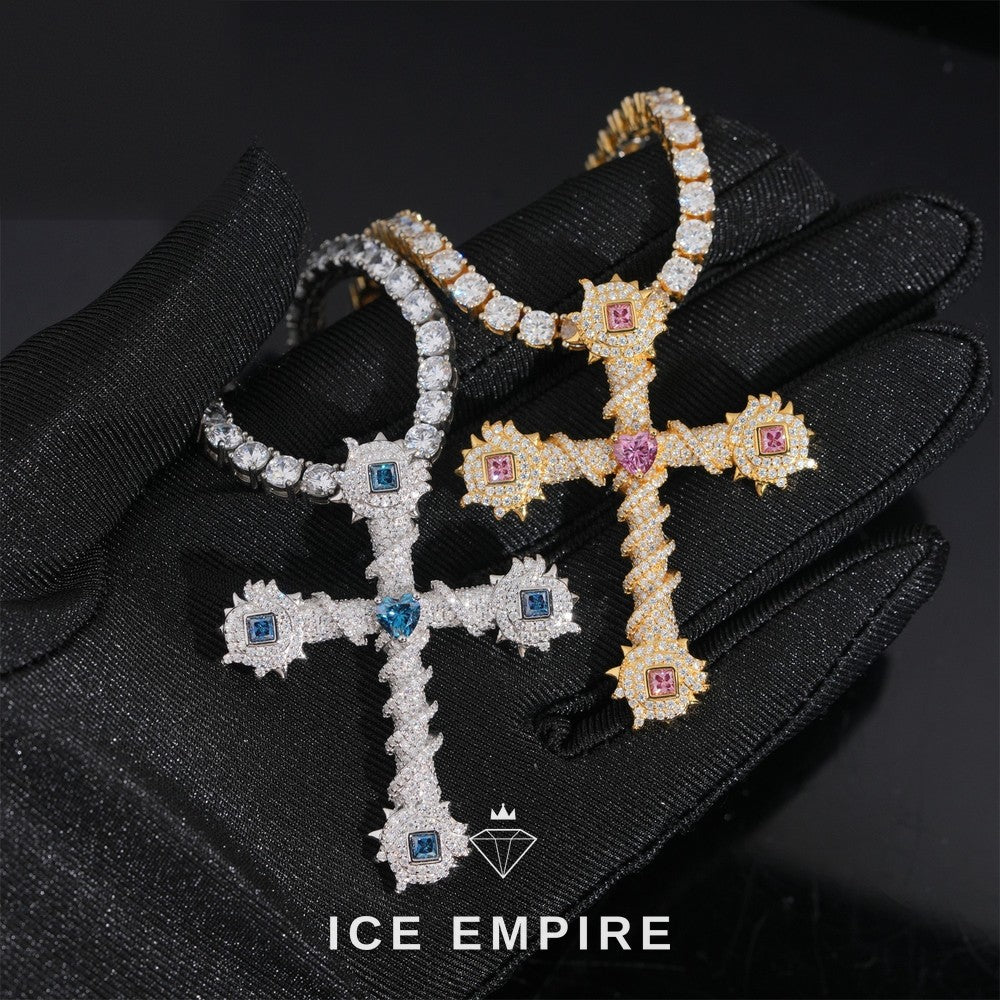 Iced Out Cross 925 Silver Moissanite Pendant