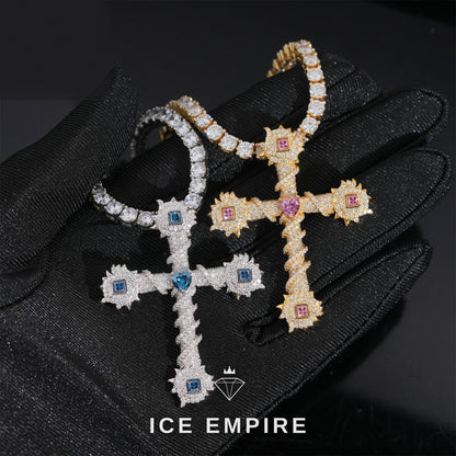 Iced Out Cross 925 Silver Moissanite Pendant