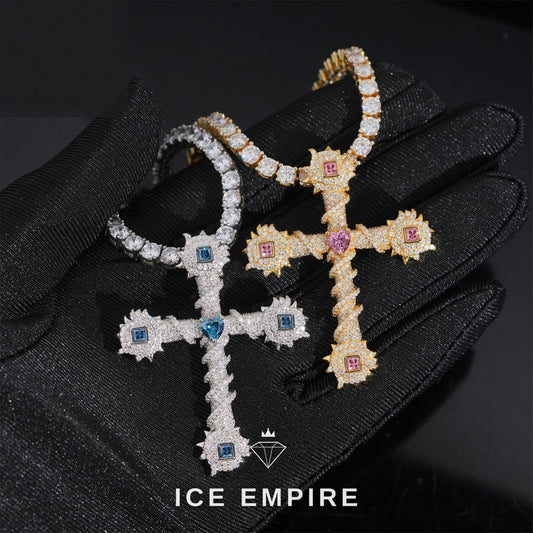 Iced Out Cross 925 Silver Moissanite Pendant